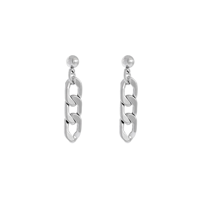 Khuyên Tai Dạng Kẹp Phối Dây Xích Ngắn Đơn Giản Phong Cách Hàn Quốc Thời Trang Cho Nam Và Nữ