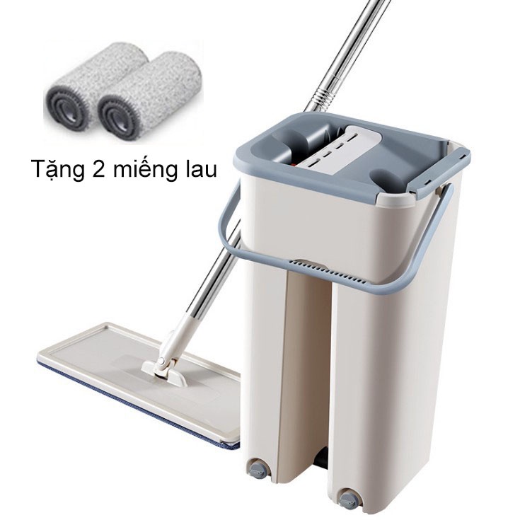 Cây lau nhà tự vắt thông minh - chổi lau nhà 360 độ kèm thùng- Bộ lau nhà Tặng kèm 2 bông lau siêu thấm