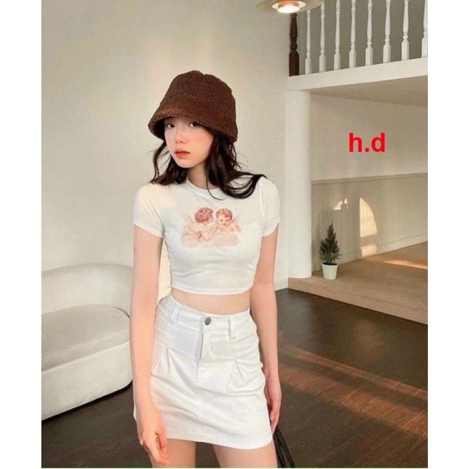 Áo croptop bodip Thiên Thần co giãn 4 chiều♥️ Freesize. Từ 40kg tới 53kg  co giãn tốt tôn dáng giá rẻ