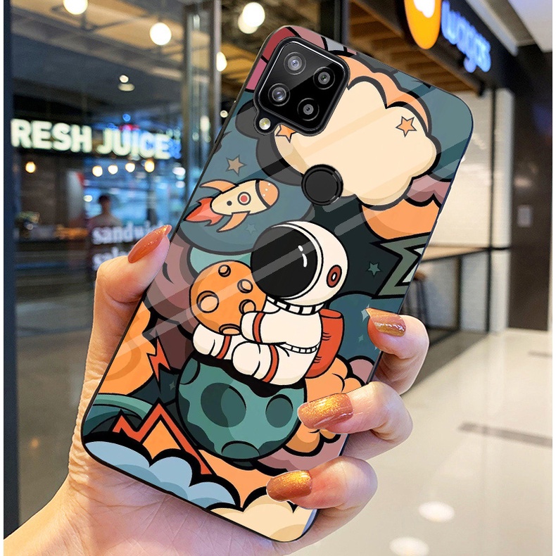 Ốp Lưng REALME C12, C15 ,C25, C25S Ốp kính bóng cao cấp Phi Hành Gia