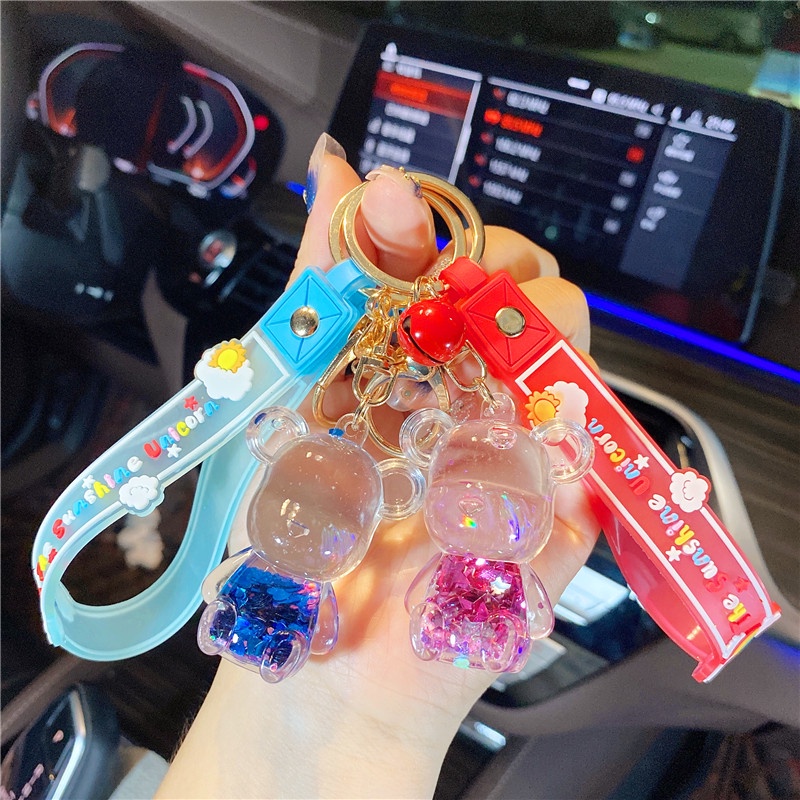 Móc Khóa Hình Bình Dầu Gấu Sáng Tạo Dễ Thương