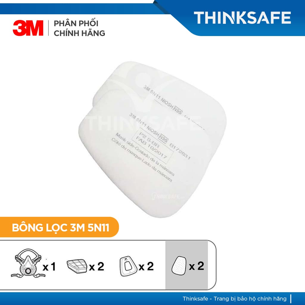 10 Tấm lọc bụi 3M 5N11 lọc bụi mịn, phòng dịch, chống giọt bắn, tia bắn, dùng cho phin lọc 3M chính hãng - THINKSAFE
