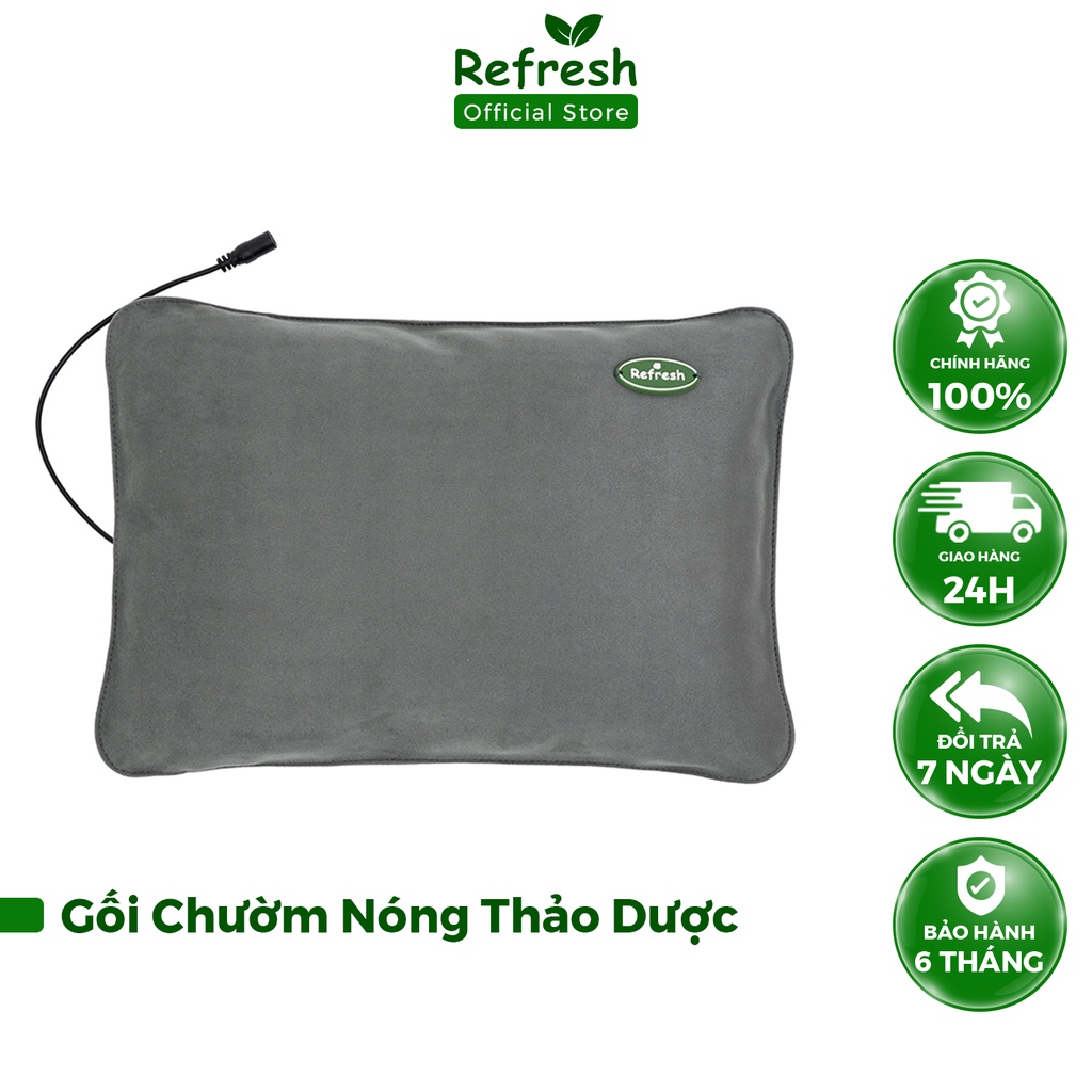 Gối Chườm Nóng Thảo Dược Dùng Điện REFRESH Giảm Đau Cổ Vai Gáy, Giảm Đau Lưng Hông, Đau Bụng, Giãn Cơ