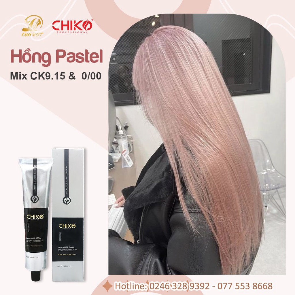 Thuốc nhuộm tóc màu HỒNG PASTELtặng kèm trợ dưỡng 100ml,màu nhuộm CHIKO-Hairtrends Shop (CK9.15)