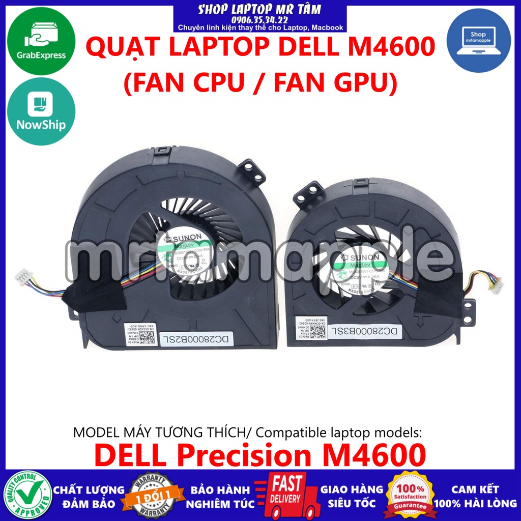 QUẠT LAPTOP DELL M4600 dùng cho Precision M4600 (FAN CPU / FAN GPU)