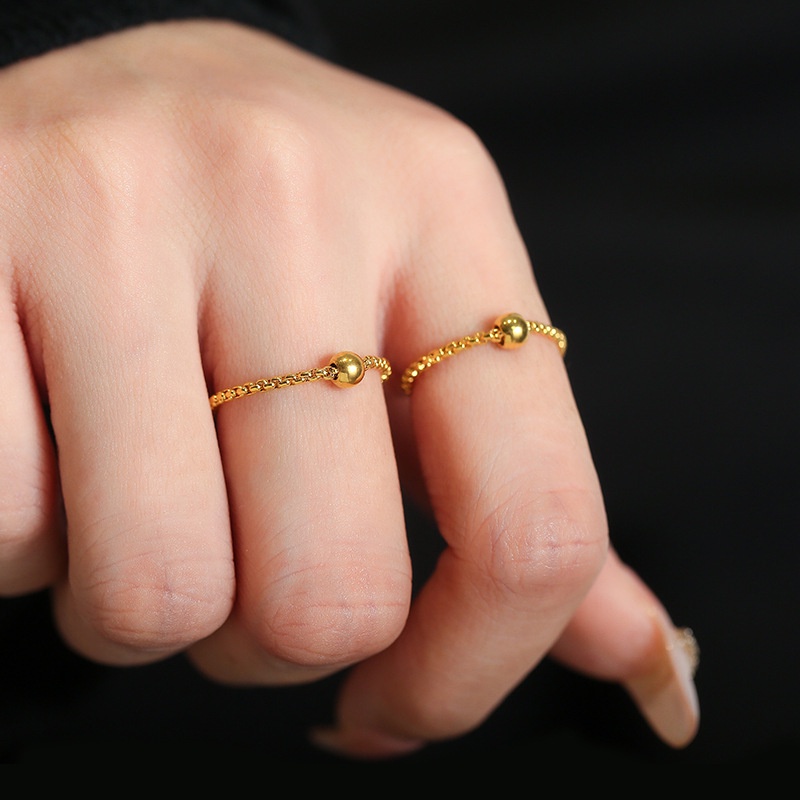 Nhẫn Thép Titan Mạ Vàng 18k Đính Hạt Kiểu Nhật Hàn Đơn Giản Không Gây Dị Ứng Thời Trang Cho Nữ