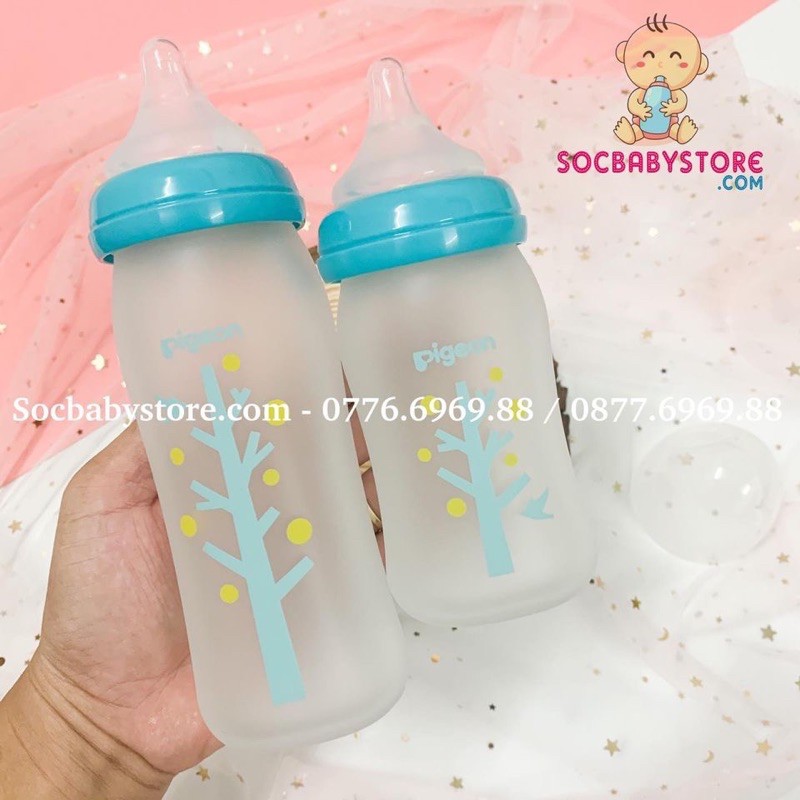 Bình sữa thuỷ tinh Silicon Cây Xanh Pigeon 160ml/ 240ml