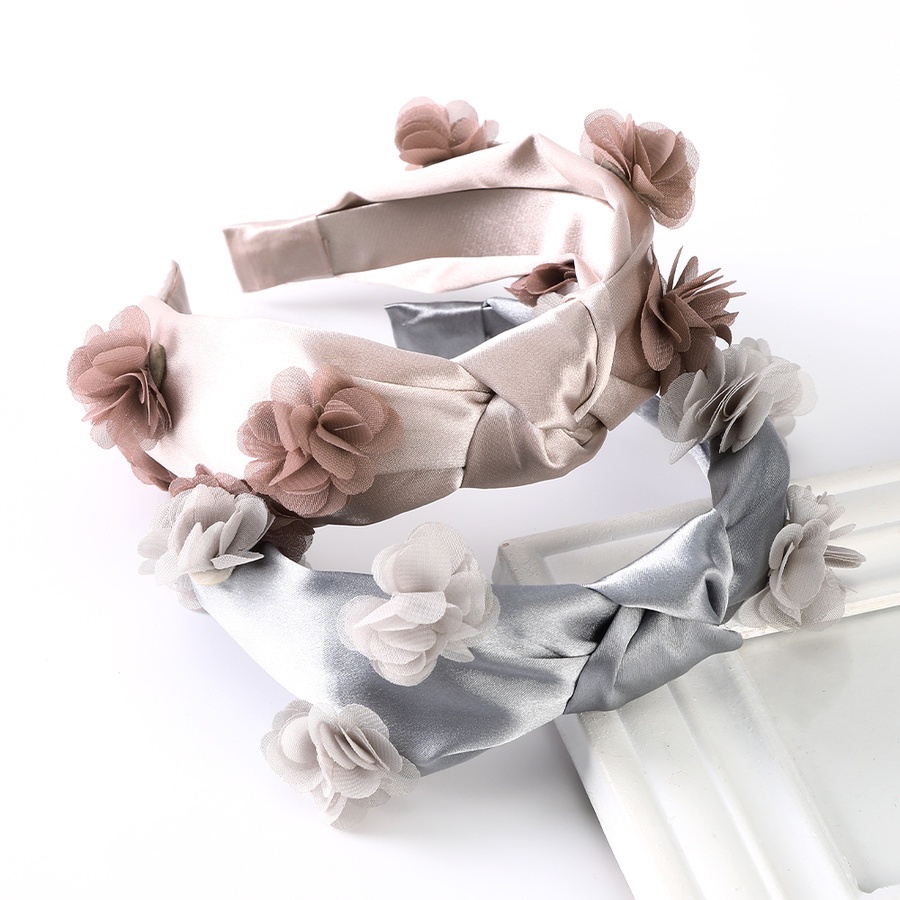 Băng Đô Cài Tóc Bằng Lụa Thắt Nút Họa Tiết Hoa Màu Sắc Thanh Lịch Phong Cách Hàn Quốc Cho Nữ