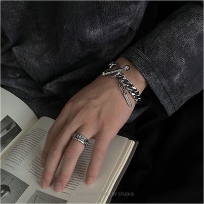 Lắc Tay Cuban Nam OT Streetwear Hiphop Merin Accessories Màu Bạc Bản To Khóa Cài - Vòng Nam Thép Titan Không Gỉ- Vòng OT