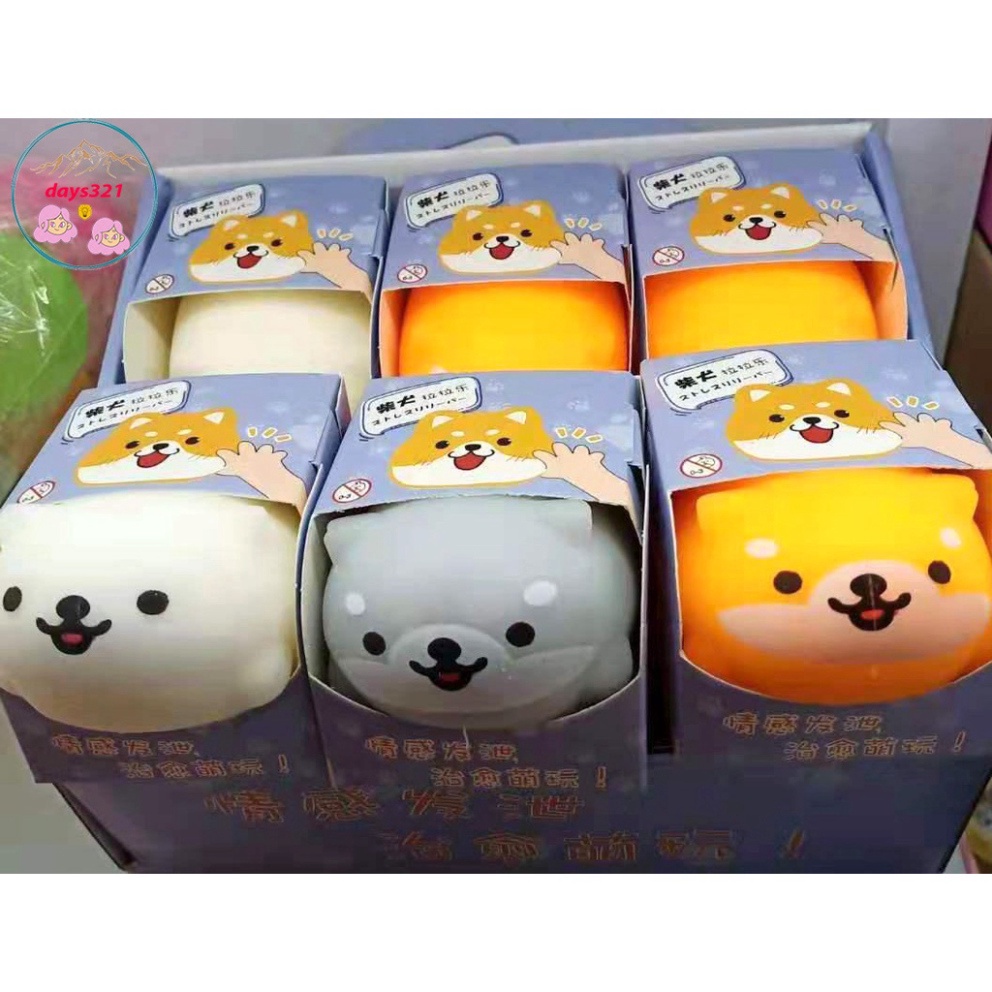 Squishy Mochi hình CHÓ SHIBA 3 màu đồ chơi bóp tay mềm mịn dễ thương chân thực giảm stress co dãn đàn hồi ngộ