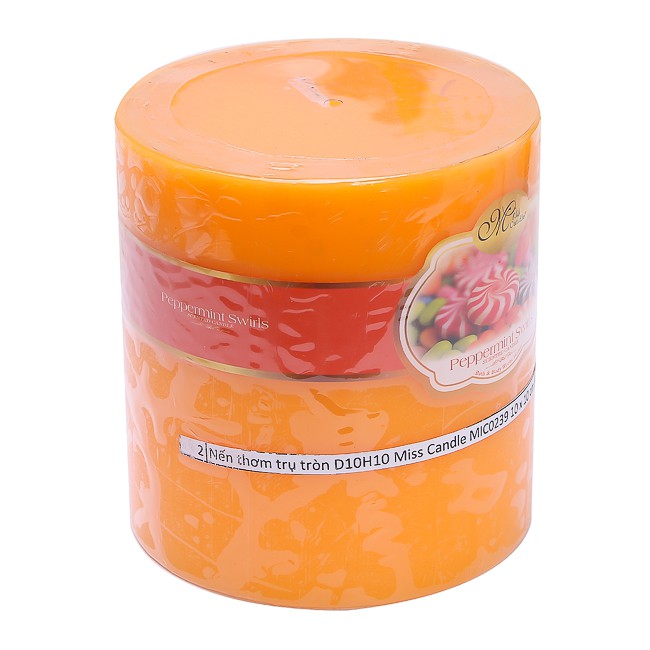 Nến thơm trụ tròn D10H10 Miss Candle MIC0239 10 x 10 cm (Cam, hương kẹo)