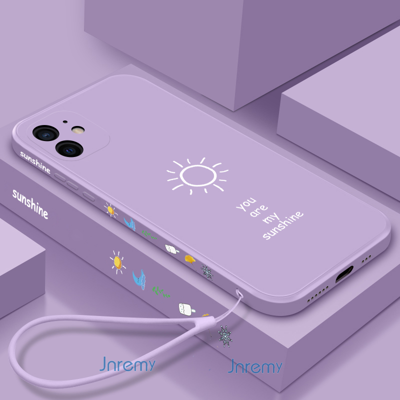 Ốp Lưng Silicone Siêu Mỏng Hình Vuông Có Dây Đeo Cho Iphone 12 11 Pro Xs Max Se Xr X 8 7 Plus | BigBuy360 - bigbuy360.vn