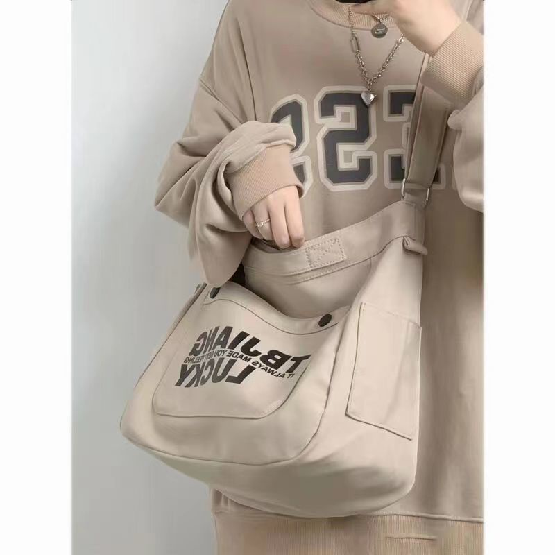 Túi Vải canvas Đeo Vai Sức Chứa Lớn In Họa Tiết Thời Trang Cho Nữ