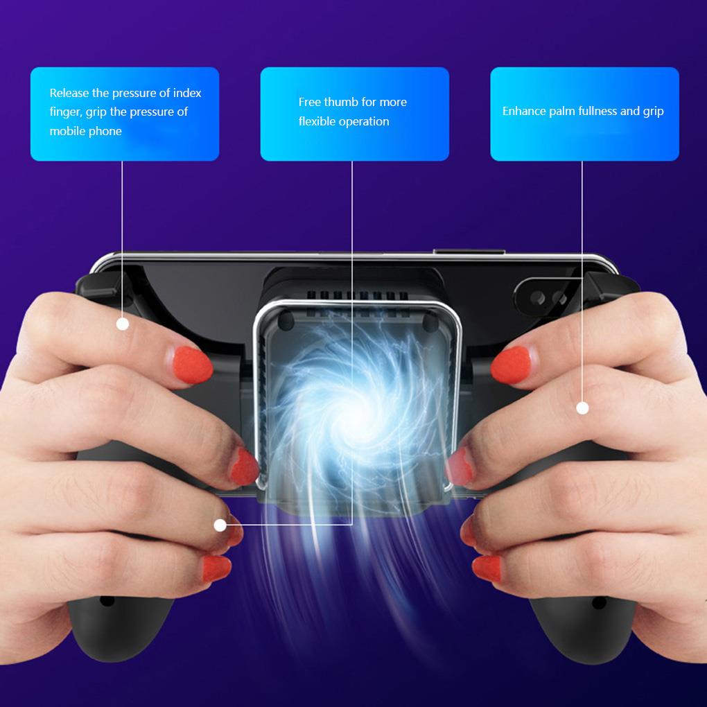 Tay Cầm Chơi Game Có Cò Bấm + Quạt Tản Nhiệt Thay Thế Cho Điện Thoại Di Động