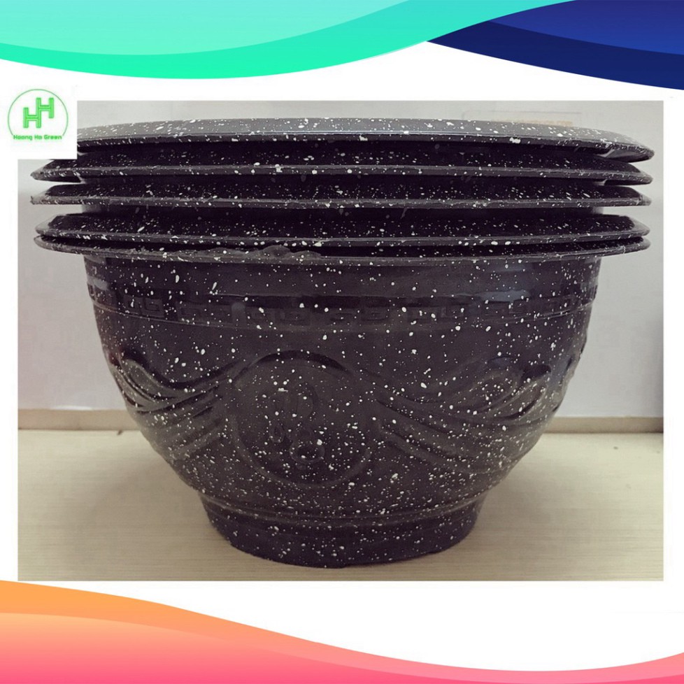 (SIÊU KHUYẾN MÃI) 5 Chậu Nhựa Trồng Hoa, Cây Cảnh Giả Đá Đen Trường Hải T320