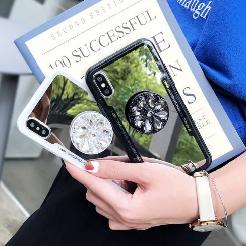 (Hàng Quảng Châu) Ốp Iphone Acrylic tráng gương có kèm giá đỡ sang trọng cho IPhone 11 Pro Xs Max XR XS 6 7 8 Plus