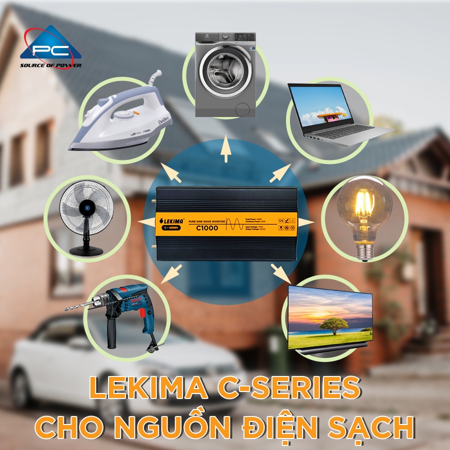 Bộ Đổi Điện LEKIMA Sóng Sin Chuẩn, Kích Điện 12V Lên 220V Chuẩn Như Điện Lưới, bộ chuyển đổi 12v sang 220v