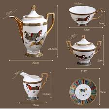 Bộ ấm trà sứ xương cao cấp Hermes - Bộ ấm trà ngựa sứ xương cao cấp & sang trọng