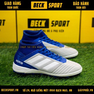 Giày Bóng Đá Trẻ Em Predator 19.3 Xám Vạch Trắng Đế Boost Cao Cổ TF