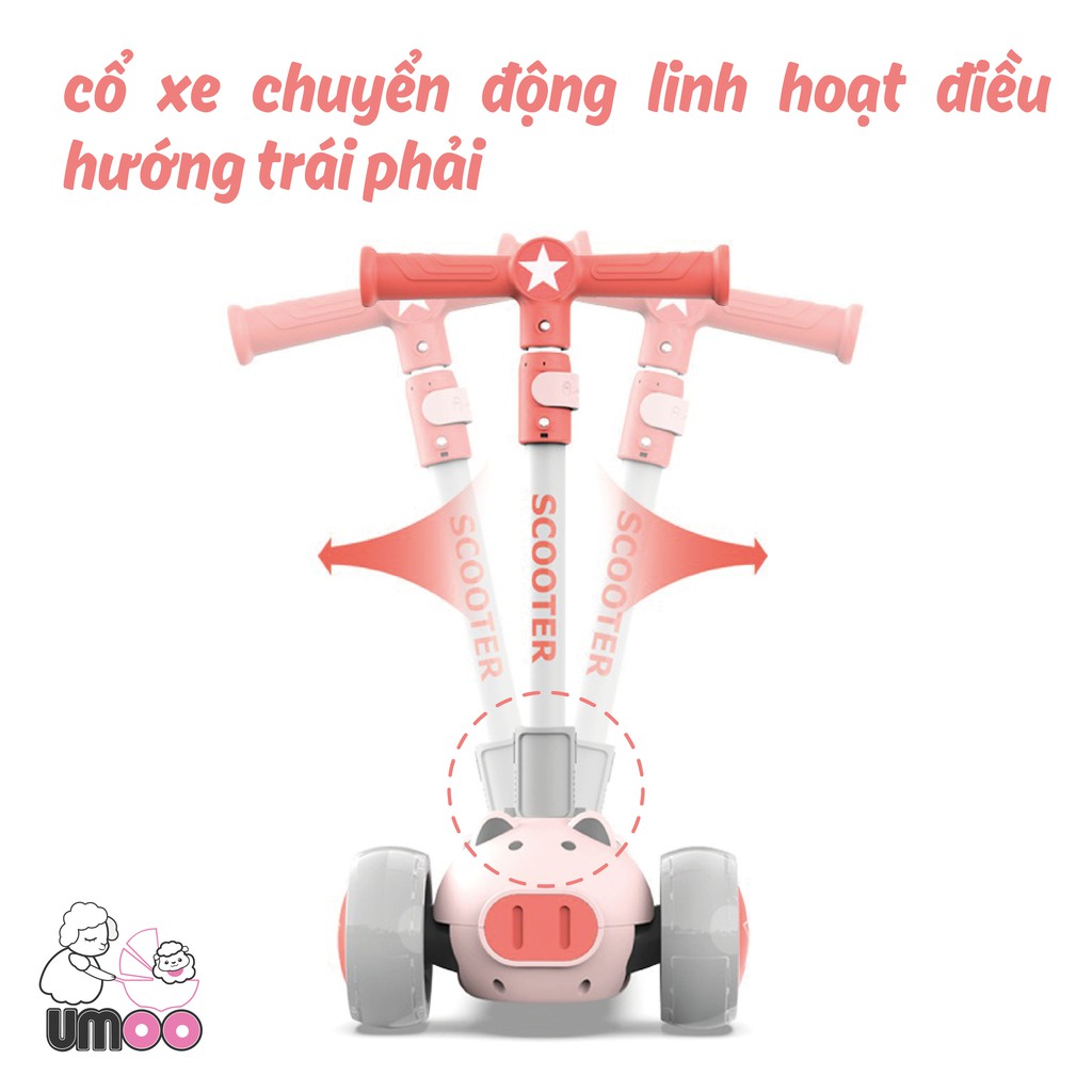 Xe Scooter Heo Umoo Tích hợp 2in1 xe Scooter - xe chòi chân ((CHÍNH HÃNG)