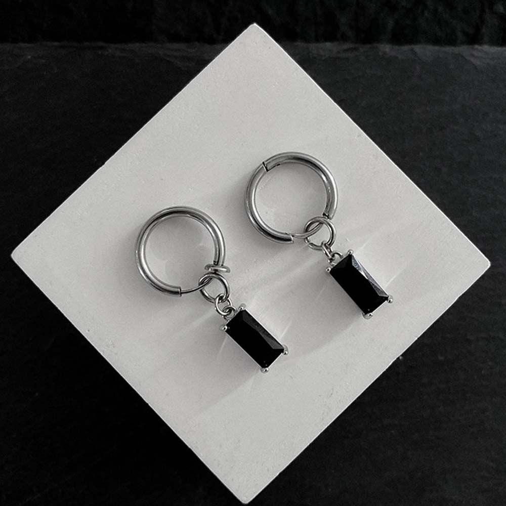 Bông Tai Tròn Phong Cách Gothic Punk Thời Trang Cho Nữ|Khuyên Tai Thép Titan Đính Đá Zircon Thời Trang