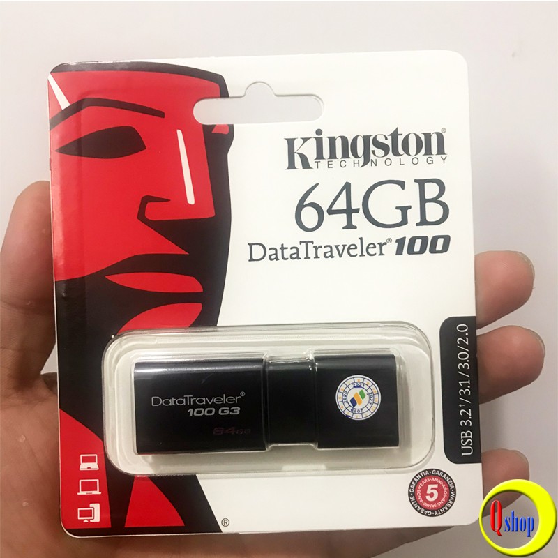 USB Kingston DT100G3 64GB nắp trượt tốc độ upto 100MB/s - Chính hãng