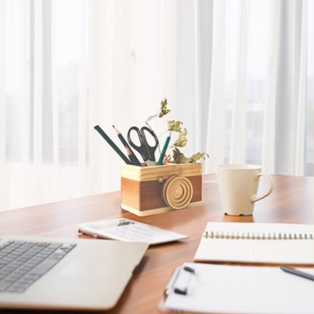 Epoch Hộp Đựng Bút Bằng Gỗ Hai Tầng Để Bàn Tiện Dụng