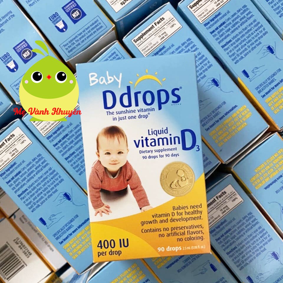 Vitamin D3 dạng giọt cho bé dưới 1 tuổi Baby Ddrops D3 400 IU, Canada (90 giọt)