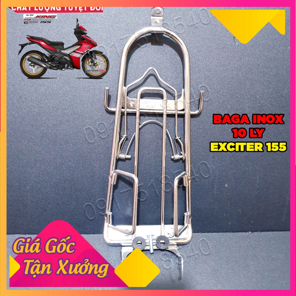 Baga Exciter 155 - Ex 155 Mẫu 10 Ly iNox Dầy Dặn Cứng Cáp (Ảnh Sp thật)