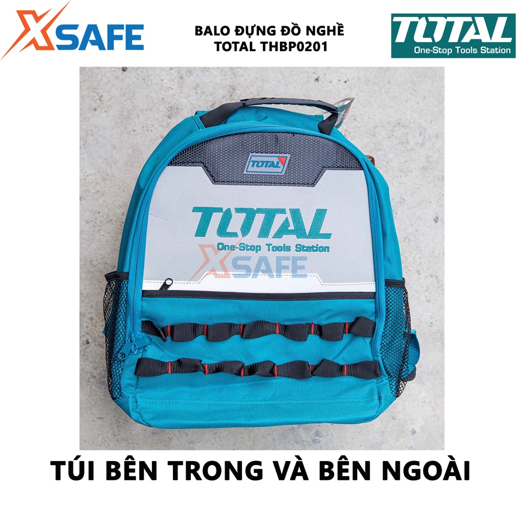 Balo đựng đồ nghề TOTAL THBP0201 Ba lô công cụ chất liệu polyester oxford 600D, kích thước 34*17*45cm