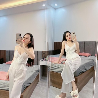 BỘ LỤA 2 DÂY TRẮNG QUẢNG CHÂU CAO CẤP