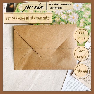Set 10 cái phong bì thư nắp tam giác giấy nâu craft kraft vintage lịch sự đựng thiệp Góc Nhà gocnha