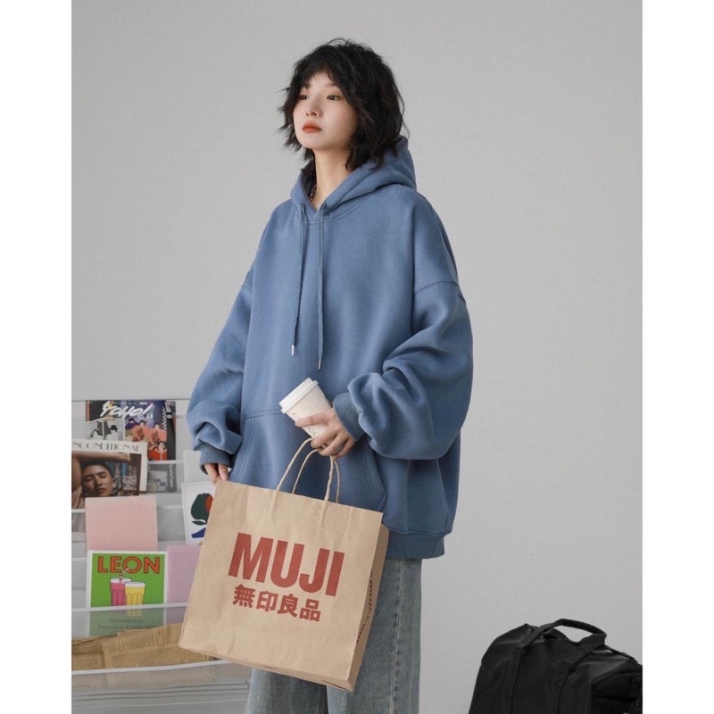 Áo Khoác Hoodie Trơn Dáng Rộng Form Unisex Nam Nữ