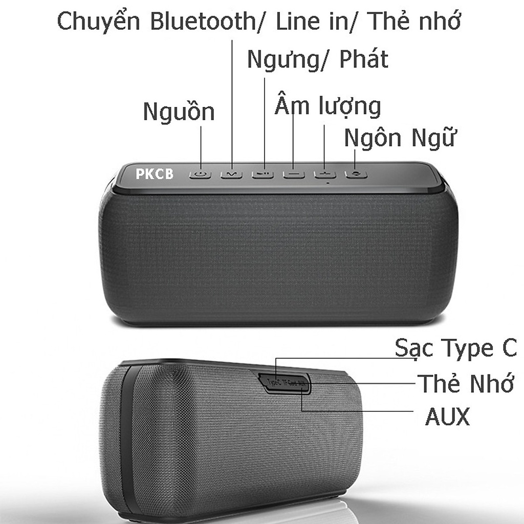 Loa Bluetooth Speaker PKCB 92 60W TWS 120W Bass trầm DSP Thẻ TF, Line 3.5mm Hàng Chính Hãng