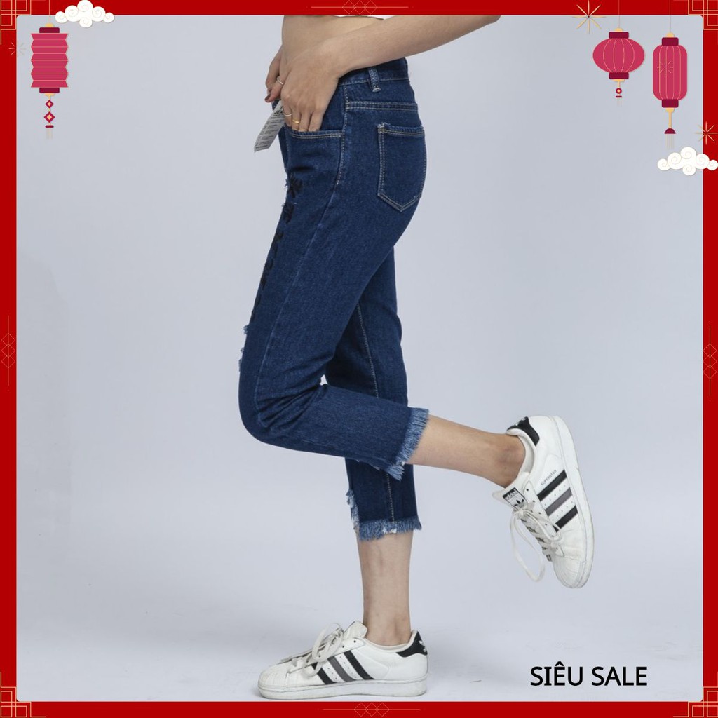 Quần Jean Nữ Begy Chữ Thái Chân Tua Màu Đậm Co Giãn Thời Trang Cao Cấp Giãn QR07. BAHAI_SHOP10 | BigBuy360 - bigbuy360.vn