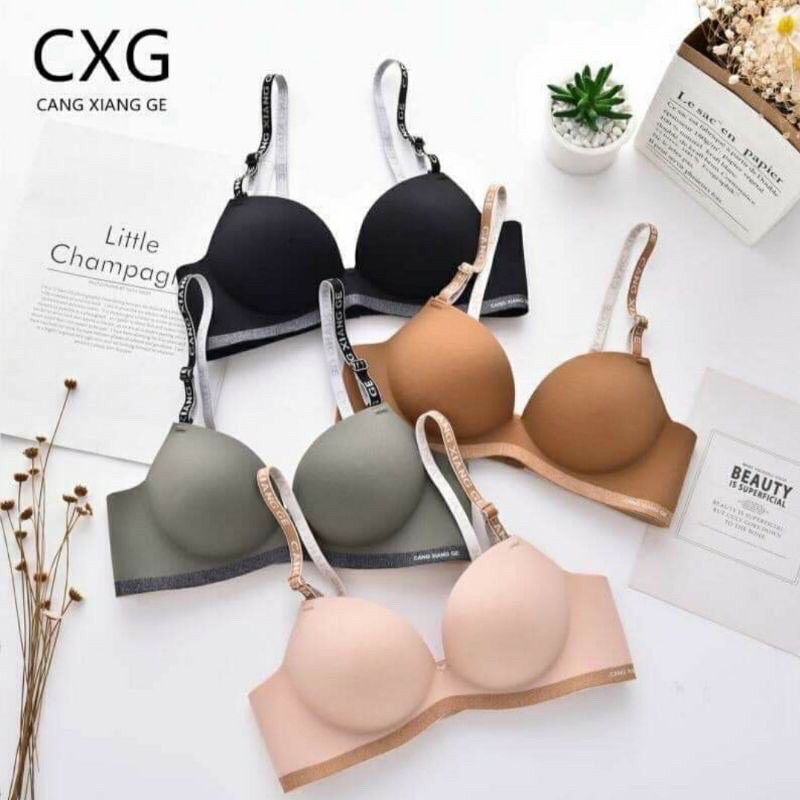 Áo lót nữ su đúc C.X.G cao cấp, không gọng, nâng đẩy đẹp - Áo chíp A19. Kèm ảnh và video thật.