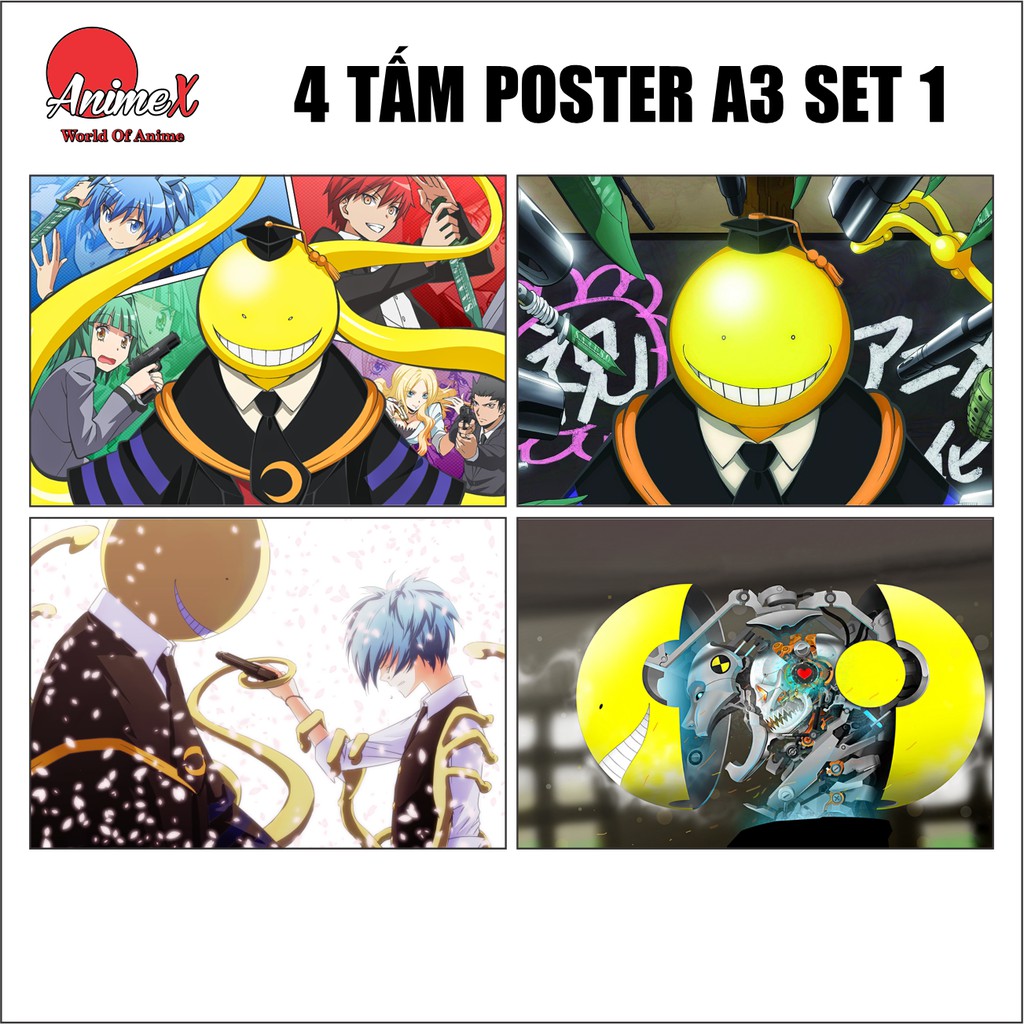 Set 4 Tấm Poster Áp Phích A3 Anime Lớp Học Ám Sát - Assassination Classroom -Ansatsu Kyoshitsu By AnimeX