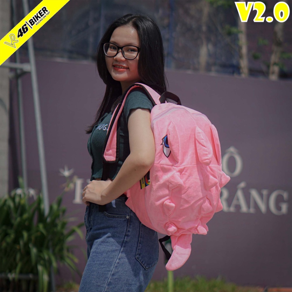 Balo Khủng Long Màu Hồng Vải Nhung Siêu Mịn - FREESHIP