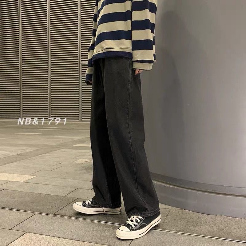 Quần Ống Rộng Nam Nữ Unisex, Quần Jean Nam Trơn Đen Form Rộng Ống Suông Vải Dày, Mix Đồ Xuống Phố Cực Dễ. | BigBuy360 - bigbuy360.vn