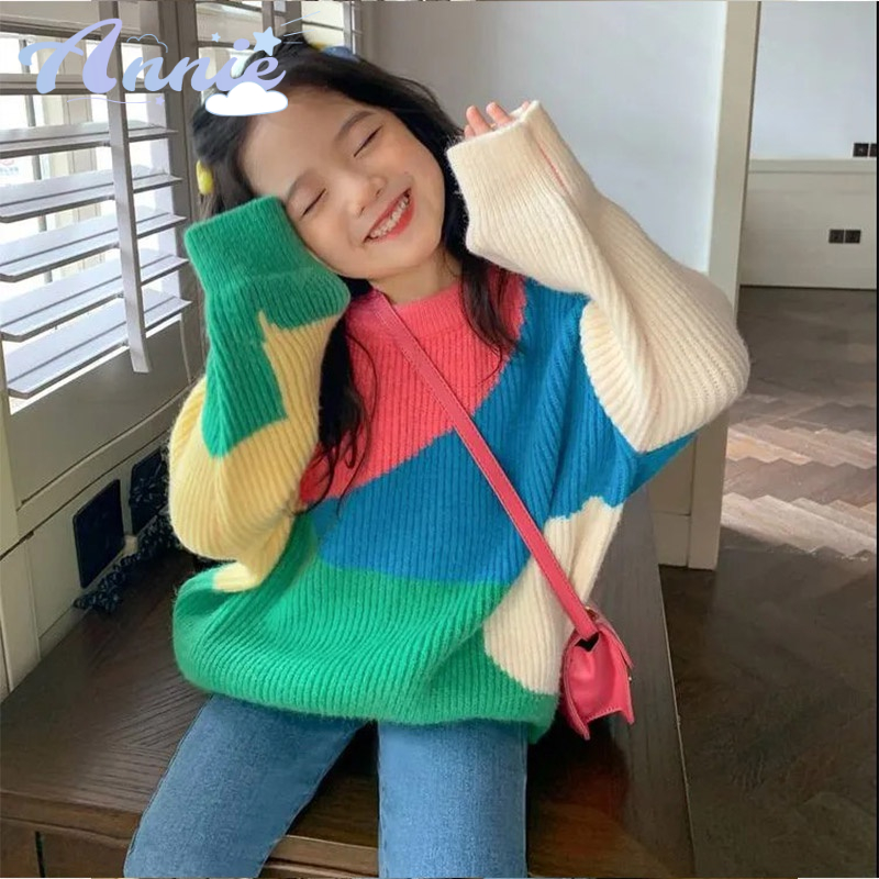 Áo Khoác sweater Dáng Rộng Phối Màu Tương Phản Thời Trang Cho Bé