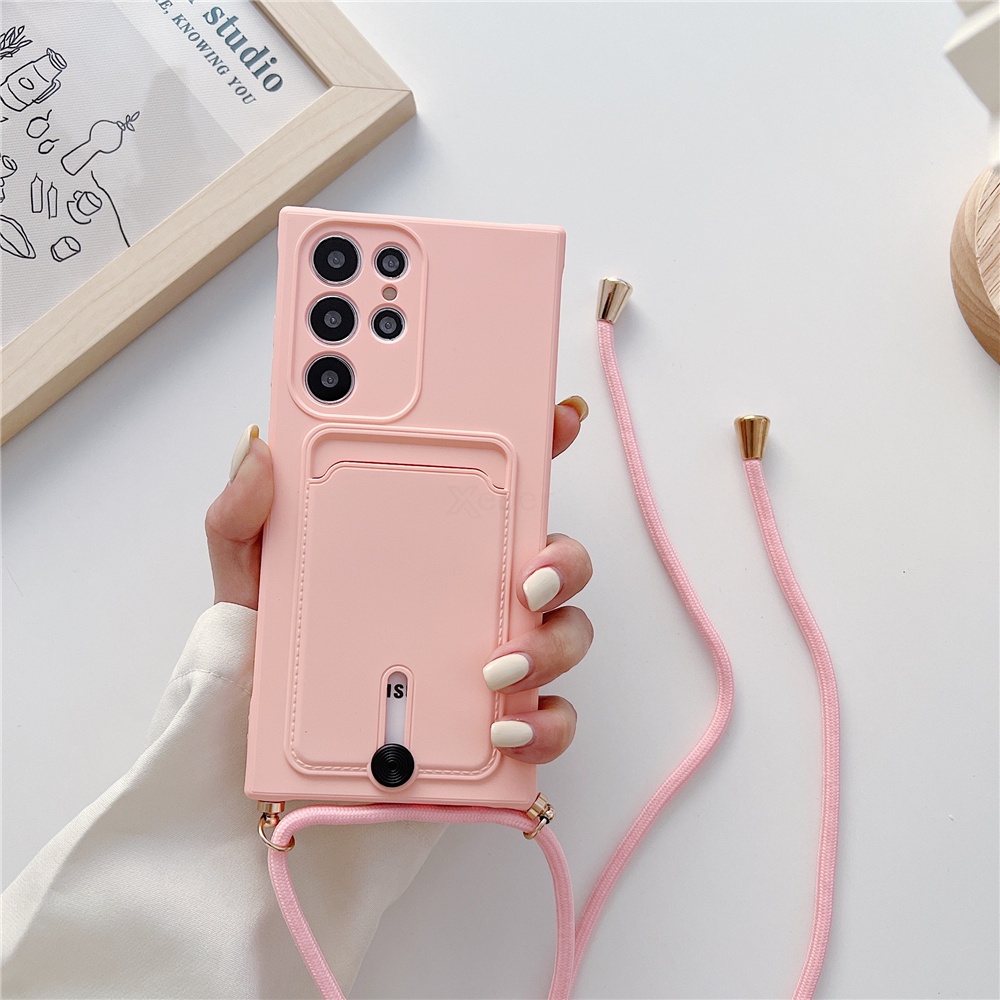 Ốp Điện Thoại Silicone Mềm Màu Kẹo Có Dây Đeo Chéo Cho Samsung Galaxy A53 A33 A23 A03S A22 5G S20 FE