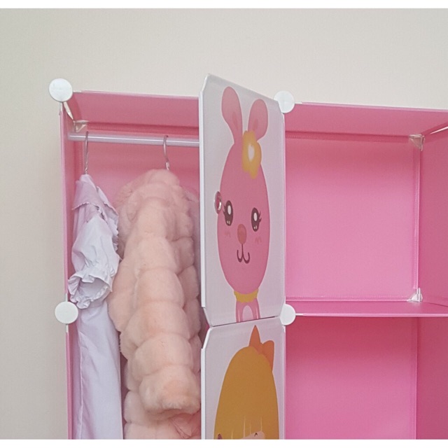 Tủ nhựa ghép đa năng 6 ô sâu 47cm( hồng phấn cửa công chúa tuần lộc). Tặng kèm móc treo. Bh 1 năm. Hàng chuẩn- giá tốt