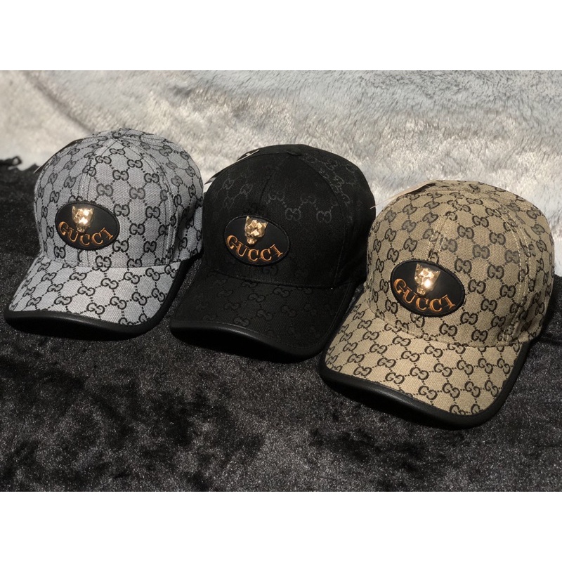 Nón lưỡi trai gg mạc da thêu gc có gắn đầu hổ