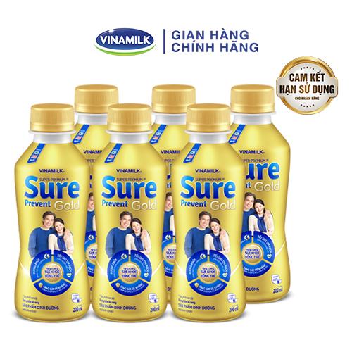 Sữa Bột Pha Sẵn Vinamilk Sure Prevent Gold - Hộp 6 Chai x 200ml