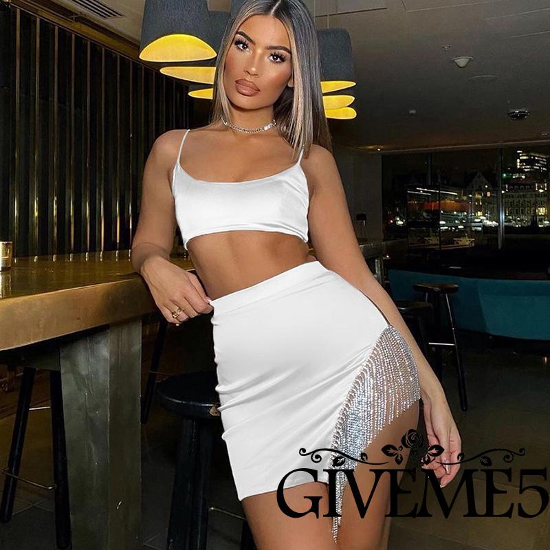 Set 2 Món Chân Váy Và Áo Croptop Thời Trang Quyến Rũ Cho Nữ