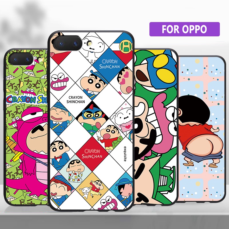 ỐP LƯNG OPPO F1S F5 Youth F7 F9 F11 Pro A3S A5 A5S A7 A9 A11K A12 A12e 2020 R11S R15 Pro Bìa mềm Bút chì màu dễ thương Shin-chan
