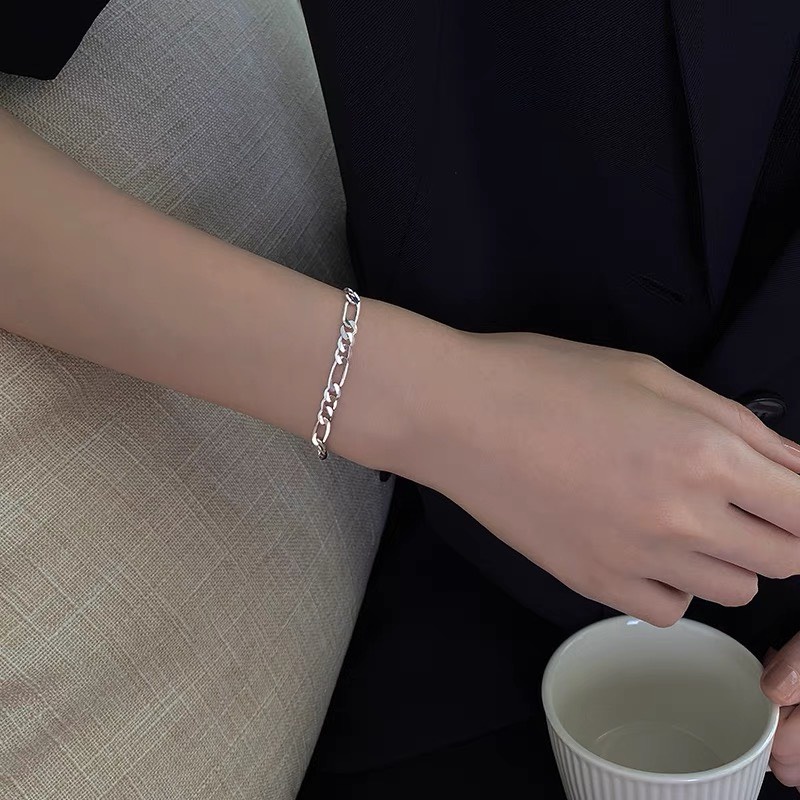 Lắc tay bạc nam nữ, vòng tay bạc Ý 925 mạ vàng kiểu dáng unisex mạ vàng cao cấp thiết kế mắt xích DUYSON SILVER [LTXK15]