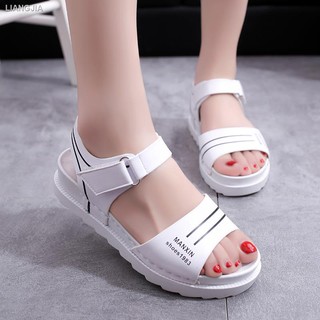 Giày Sandal Đế Bằng Chống Trượt Màu Trắng Dành Cho Bạn Gái