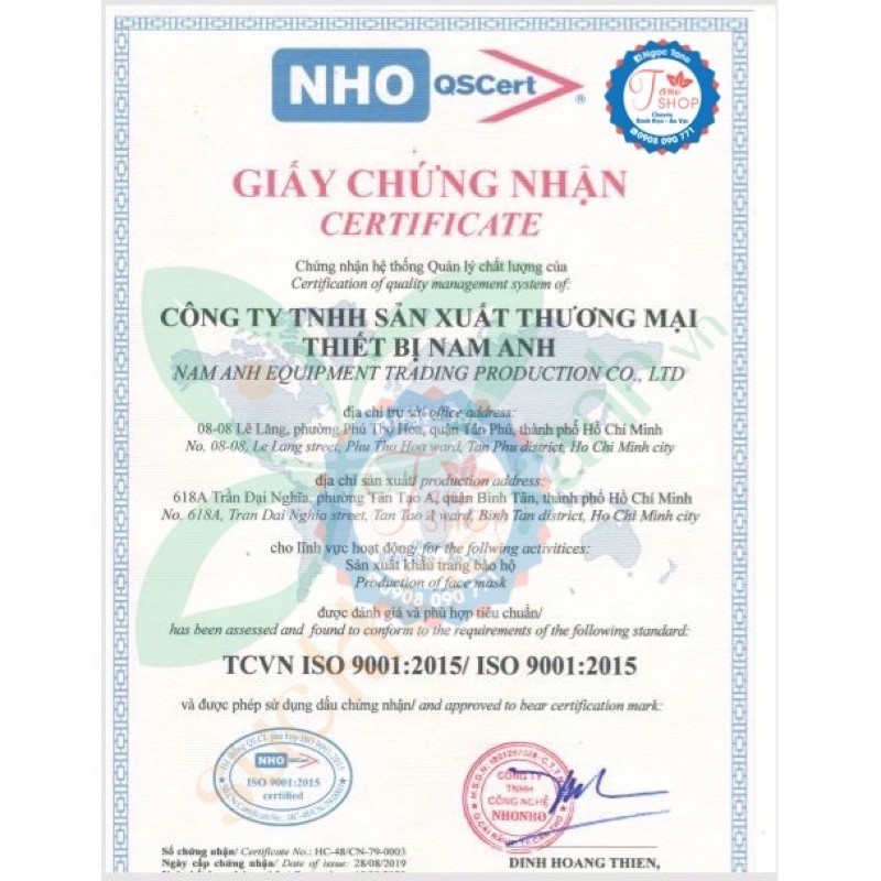 Khẩu trang y tế 4 lớp Nam Anh chính hãng - hộp 50 cái