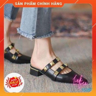 [xa] Dép Cao Gót  -Da Lì - Quai Viền Đinh - 3 Phân 152631 -p01